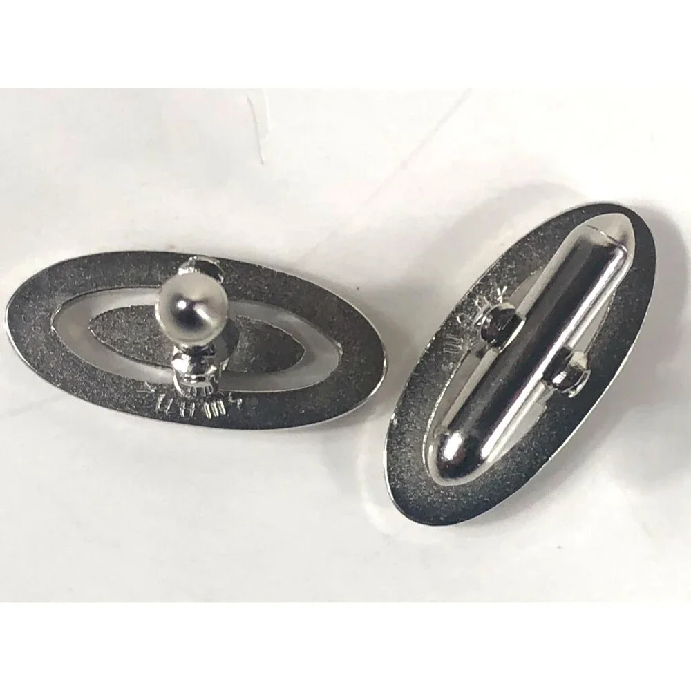 Vintage Swank cufflinks long oval open silver tone design 1